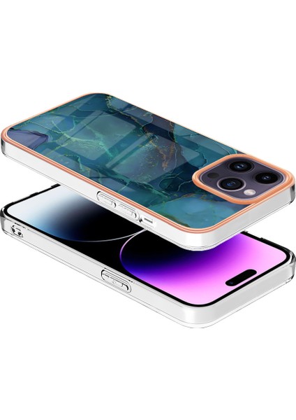 Apple iPhone 14 Pro Için Desen Sert Arka Şeffaf Tpu Tampon Telefon Kılıfı - Yeşil (Yurt Dışından) modelleri