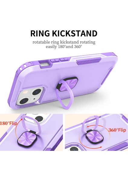 Apple iPhone 14 Için Yüzük Stand Silikon Sert Pc Tampon Telefon Kılıfı - Mor (Yurt Dışından) fiyatları