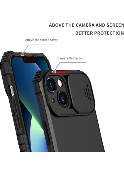 Apple iPhone 14 Plus Kayar Kamera Kapaklı Standı Telefon Kılıfı - Siyah (Yurt Dışından) indirimleri