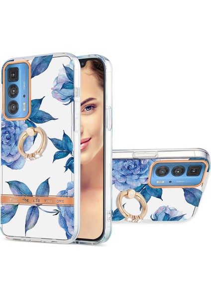 Motorola Moto Edge 20 Pro Mavi Şakayık Için Çiçekler Tpu Kılıf (Yurt Dışından)