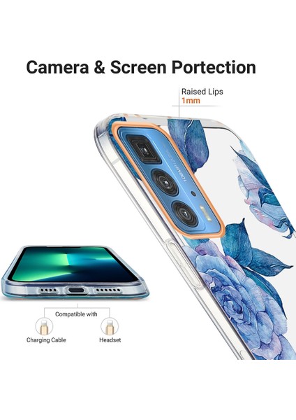 Motorola Moto Edge 20 Pro Mavi Şakayık Için Çiçekler Tpu Kılıf (Yurt Dışından) fırsatları