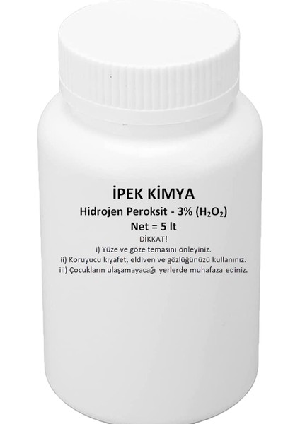 Ipek Kimya Hidrojen Peroksit %3 Oksijenli Su 5 Lt