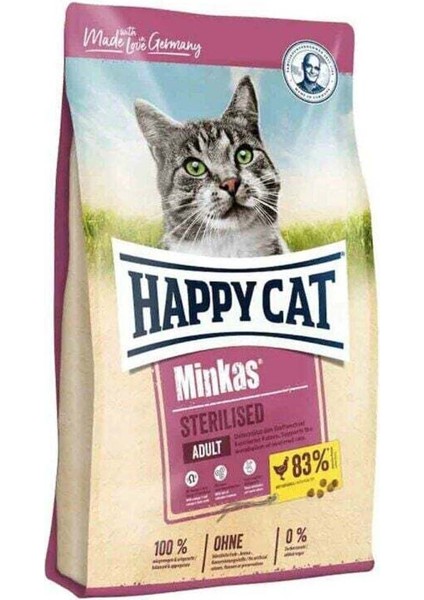 Happy Cat Minkas Sterilised Tavuklu Kısırlaştırılmış Yetişkin Kedi Maması 10 kg