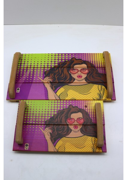 Tepsi Seti Pop-Art 2 'li Mor
