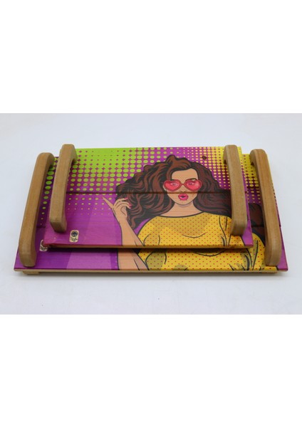 Tepsi Seti Pop-Art 2 'li Mor