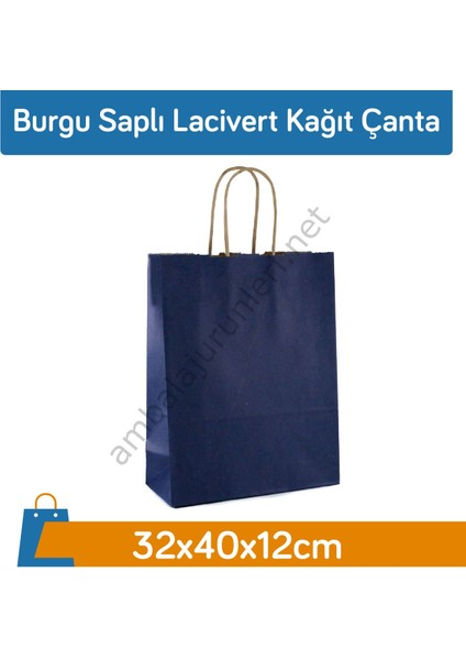 Burgu Saplı Lacivert Kağıt Çanta 32X40X12CM 250 Adet