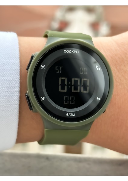Marka Water Resist ,alarm, Işıklı, Yeşil Silikon Kordon Spor Bay/bayan Kol Saati