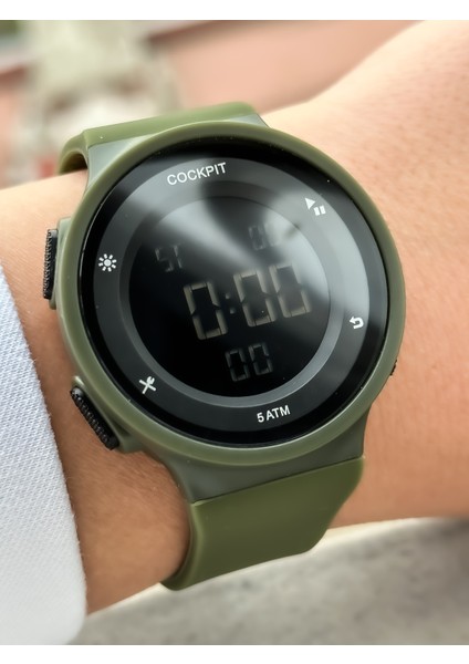 Marka Water Resist ,alarm, Işıklı, Yeşil Silikon Kordon Spor Bay/bayan Kol Saati fırsatları
