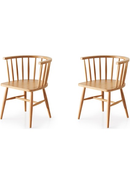 Omurgalı Natural Ahşap Salon Sandalyesi 2li Set fiyatları