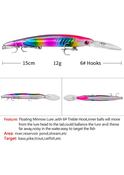 MSO Olta Balıkçılık Minnow 15cm 12gr Deep Rapala Yapay Yem modelleri