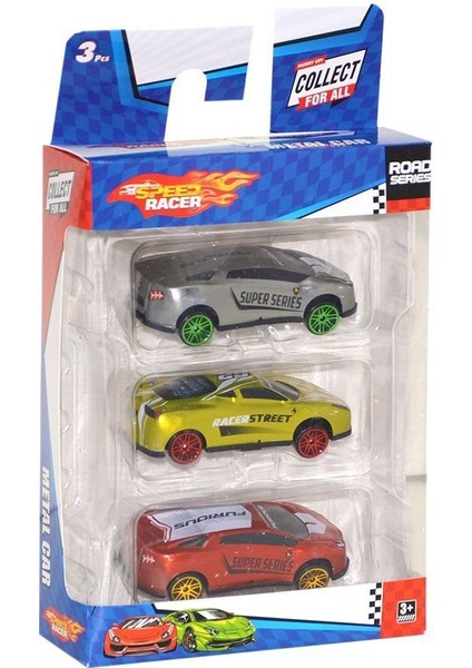 Toy-23 Toysan, 3'lü Speed Racer Metal Araba Seti