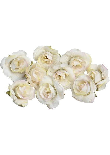 10 Set 4cm Yapay Çiçek Ipek Gül Beyaz (Yurt Dışından)