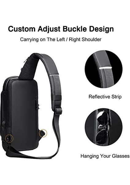 Tek Kollu Çanta Iş Erkek Çantası Göğüs USB Şarj Portlu Crossbody Çanta Dış Mekan Çalışması Için Su Geçirmez Küçük Sırt Çantası Yürüyüş Koşu Sporu Seyahat Çantası Siyah Kahverengi (Yurt Dışından) indirimleri