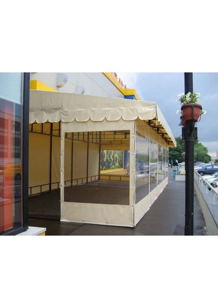 Şeffaf Balkon Kapama Çardak Veranda Kış Bahçesi Brandası Perdesi 0,60 mm Mika 1100 Dtex Kalın Polyester Branda Kenarları Bağlama Kapsüllü