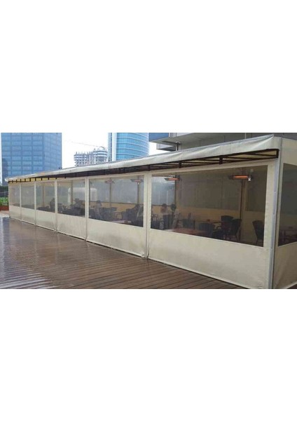 Şeffaf Balkon Kapama Çardak Veranda Kış Bahçesi Brandası Perdesi 0,60 mm Mika 1100 Dtex Kalın Polyester Branda Kenarları Bağlama Kapsüllü