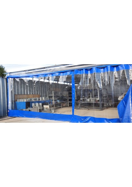 Şeffaf Balkon Kapama Çardak Veranda Kış Bahçesi Brandası Perdesi 0,60 mm Mika 1100 Dtex Kalın Polyester Branda Kenarları Bağlama Kapsüllü