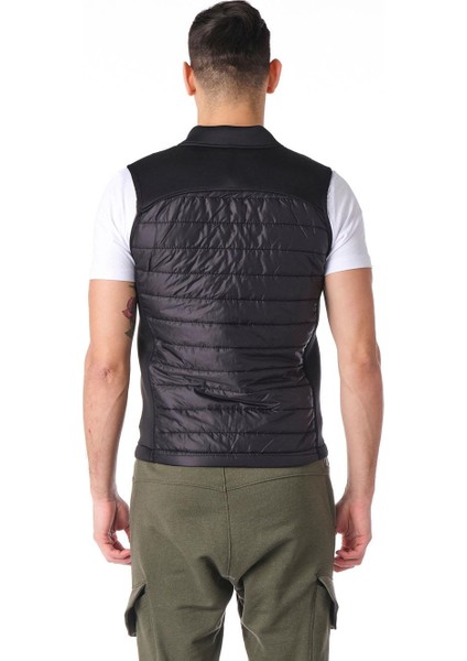 Erkek Regular Fit Bomber Yaka Cepli Kapitone Scuba Kumaş Fermuar Detaylı Ince Yelek