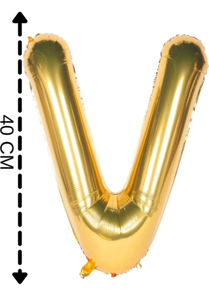 Folyo Harf V Gold Balon 40CM ( 16 Inç )