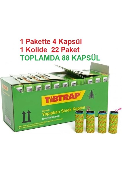 Tibtrap Sinek Yapışkan Bandı Toptan 4lü 22 Paket Sinek Tuzağı (1 Koli)