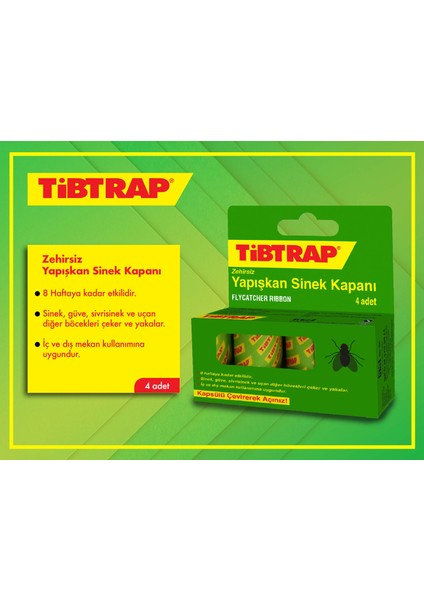 Tibtrap Sinek Yapışkan Bandı Toptan 4lü 22 Paket Sinek Tuzağı (1 Koli)