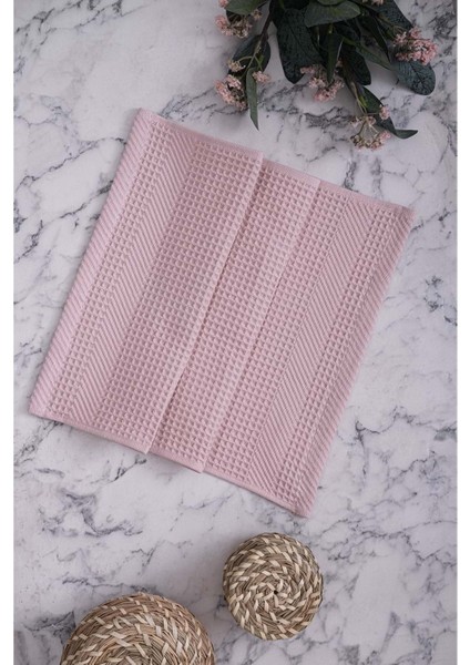 Ripicca %100 Pamuklu | Pike Bulaşık Kurulama | 3'lü Pike Mutfak Havlu Seti | 30X50 cm Gül Kurusu