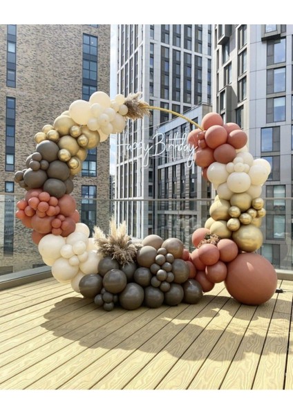 Krom Gold Yanık Turuncu Kahverengi ve Sütlü Kahve Balon Seti 50 Adet