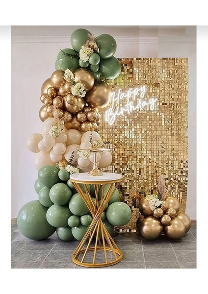 Deniz Kumu Küf Yesili Krom Gold Balon Seti 50 Adet