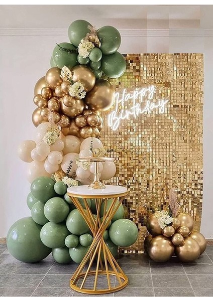 Okaliptus Deniz Kumu Krom Gold Balon Seti 50 Adet