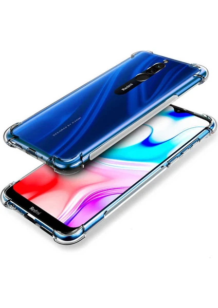 Xiaomi Redmi 8 Köşe Korumalı Darbe Emici Şeffaf Kılıf