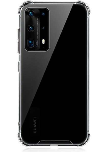 Huawei P40 Pro Köşe Korumalı Darbe Emici Şeffaf Kılıf