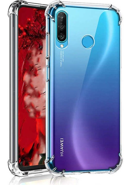 Huawei P40 Lite E Köşe Korumalı Darbe Emici Şeffaf Kılıf