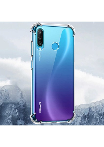 Huawei P40 Lite E Köşe Korumalı Darbe Emici Şeffaf Kılıf