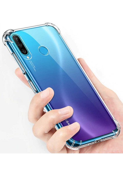 Huawei P40 Lite E Köşe Korumalı Darbe Emici Şeffaf Kılıf