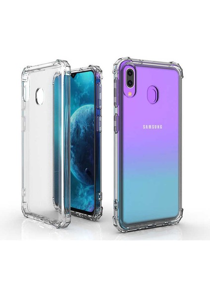 Samsung Galaxy A30 Köşe Korumalı Darbe Emici Şeffaf Kılıf