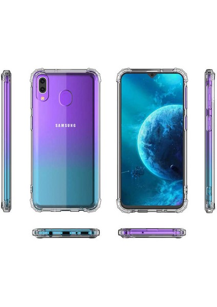 Samsung Galaxy A30 Köşe Korumalı Darbe Emici Şeffaf Kılıf