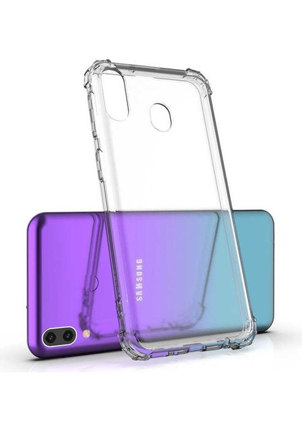 Samsung Galaxy M20 Köşe Korumalı Darbe Emici Şeffaf Kılıf