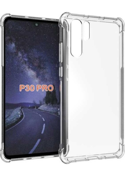 Huawei P30 Pro Köşe Korumalı Darbe Emici Şeffaf Kılıf