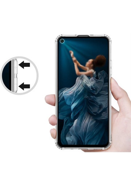 Huawei Nova 5t Köşe Korumalı Darbe Emici Şeffaf Kılıf