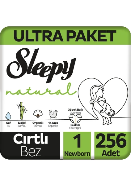 Natural Ultra Paket Bebek Bezi 1 Numara Newborn 256 Adet