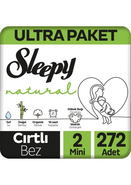 Natural Ultra Paket Bebek Bezi 2 Numara Mini 272 Adet