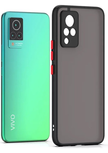 Microcase Vivo V21 London Serisi Darbeye Dayanıklı Kılıf - Buzlu Siyah AL3415