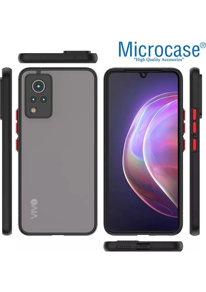 Microcase Vivo V21 London Serisi Darbeye Dayanıklı Kılıf - Buzlu Siyah AL3415