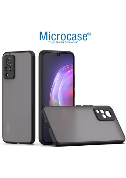 Microcase Vivo V21 London Serisi Darbeye Dayanıklı Kılıf - Buzlu Siyah AL3415