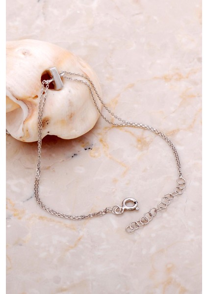 I Harfi Rodyumlu Gümüş Bileklik 4215