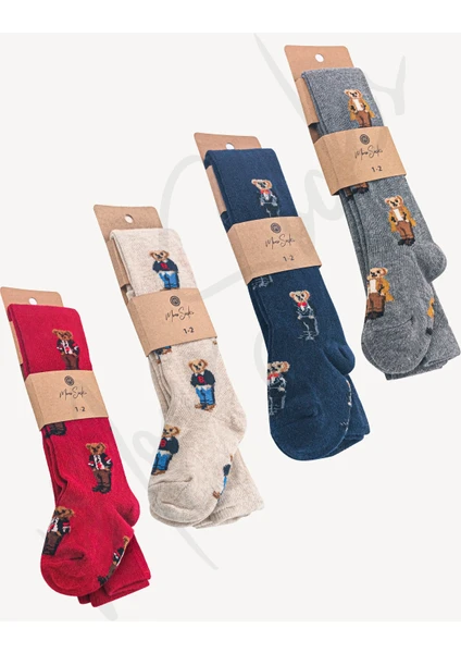 Mono Socks 4'lü Teddy Bear Ayıcıklı Çocuk Külotlu Çorap