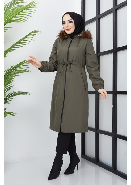 Beli Bağcıklı Mont Haki