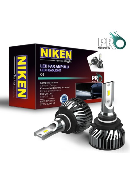 9006 led xenon far aydınlatma seti şimşek etkili niken pro 6400lm