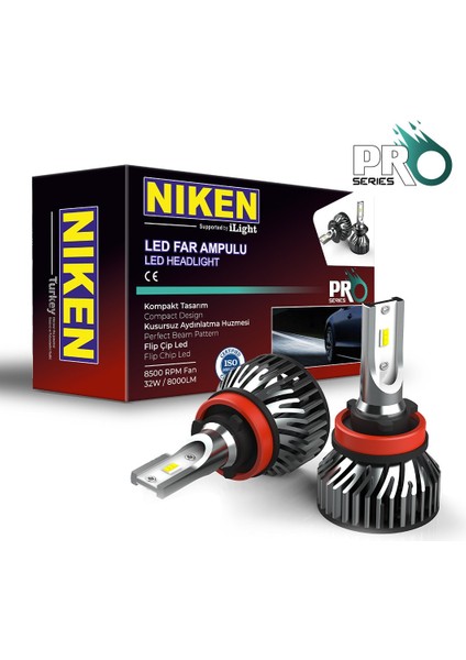 H16 led xenon far aydınlatma seti şimşek etkili niken pro 6400lm