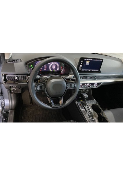 Honda civic uyumlu kontrol panel kaplaması karbon 2022+