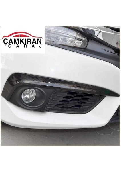 honda civic fc5 uyumlu ön sis kaş halka kaplama karbon 2016-2020
